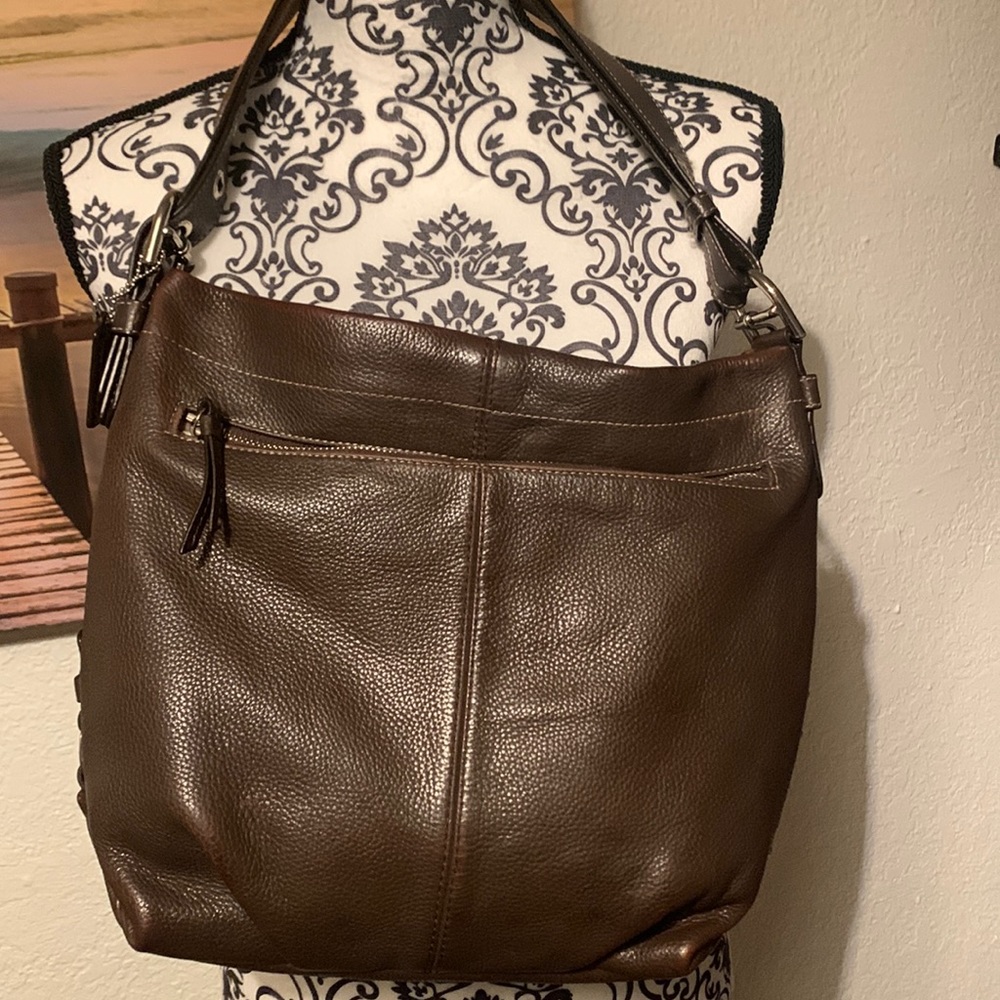 Coach Leather Purse Hobo Duffle tote/Crossbody Brown purple Lining F1060-F15064